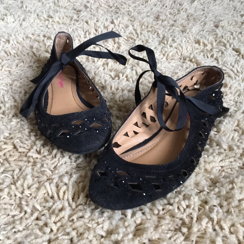 Black jeweled ballet flats